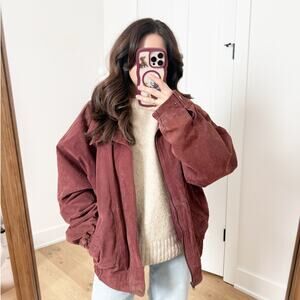 Santa Fe Outback Leather Suede Bomber Jacket Burgundy XL